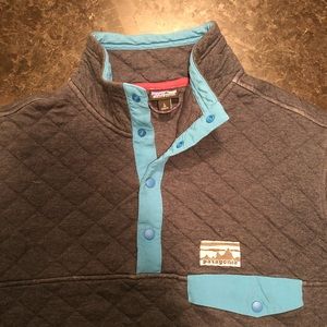 Patagonia Organic Cotton Quilt Synchilla Snap-T - Quilted Blue - M’s Large